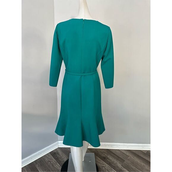NWT WOMEN'S BELTED WOOL-BLEND KNEE-LENGTH DRESS IN JADE SZ 2 $2690 - Picture 8 of 13